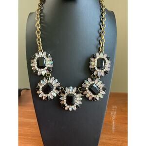 Susan Graver black, clear, and gray rhinestone statement necklace